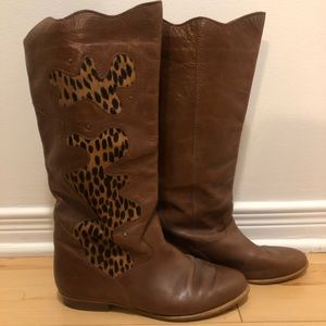 Brown leather boots